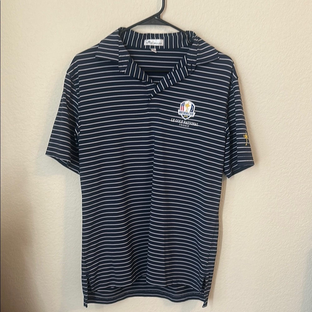 Peter Millar Blue and White Striped Polo